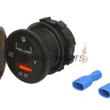 Αντάπτορας, αναπτήρας τσιγάρων -4 RIDE- 12V, 3.6A, USB 3.0 + PD (Power Delivery - type C), βολτόμετρο, 2 pin - universal