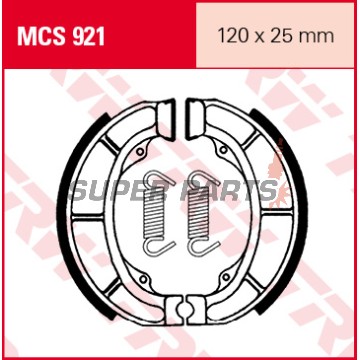 Σιαγόνες φρένων -TRW- MCS921, 120x25mm, Derbi/Italjet/PGO scooter 50-125 1994-2004; Suzuki Address/Katana/LT/LT-F/Zillion 50-160 1985-2003; Atala/Garelli/Piaggio/Puch 50-150 1986-2002