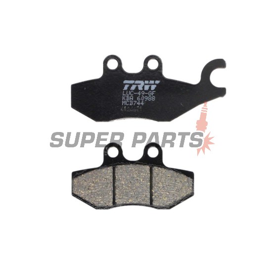 Τακάκια φρένων -TRW- MCB744, Aprilia SR, Sportcity; Derbi Boulevard; Vespa/Piaggio 946, Beverly, Carnaby, Fly, GT, GTS, GTV, Granturismo, Hexagon, Liberty, MP3, Primavera, Skipper, Sprint, Typhoon, X7, X8, X9, X10 (2000-2017)