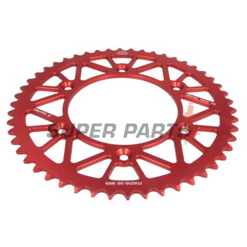Πίσω γρανάζι -JT- JTA210,50RED, 50 δόντια, κόκκινο, αλουμινίου, Beta RR 125 2018-2021, 2025, RR 350 2013-2024, RR 400 2013-2016, Honda CR 250 1996-2002, 2004, CRF 230 2003-2019, CRF 250 2019-2026, CRF 300 2026, CRF 450 2002-2003, 2023-2026