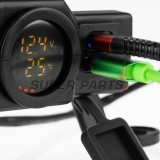 Αντάπτορας USB -4 RIDE- 12V, 2xUSB (Type C) + βολτόμετρο, με βάση καθρέφτη/τιμόνι 22mm - universal