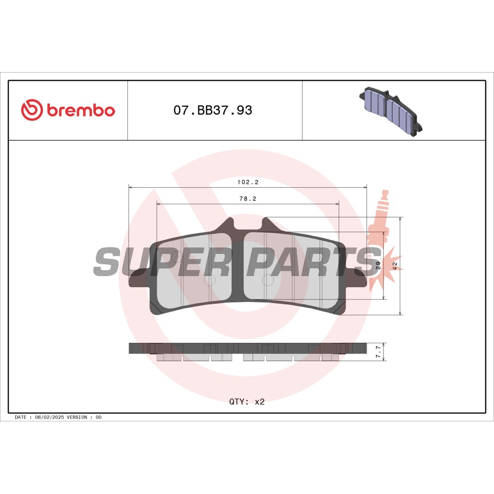 Τακάκια φρένων -BREMBO- 07BB3793, Aprilia RSV4, BMW HP2/HP4/S1000RR, Ducati 1098/1198/848/Diavel/Panigale/xDiavel, Kawasaki Ninja H2/ZX-10R/ZX-14R, KTM RC8/Super Duke, MV Agusta Brutale/F3/F4, Suzuki Hayabusa/GSX-R/GSX-S, Triumph Day