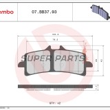 Τακάκια φρένων -BREMBO- 07BB3793, Aprilia RSV4, BMW HP2/HP4/S1000RR, Ducati 1098/1198/848/Diavel/Panigale/xDiavel, Kawasaki Ninja H2/ZX-10R/ZX-14R, KTM RC8/Super Duke, MV Agusta Brutale/F3/F4, Suzuki Hayabusa/GSX-R/GSX-S, Triumph Day