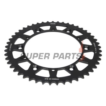 Πίσω γρανάζι -JT- JTA853,49BLK, 49 δόντια, μαύρο, αλουμινίου, Kreideler 170 170 2004-2006, Yamaha DT 200 1989-1995, IT 175 1980-1983, IT 200 1984-1986, IT 250 1981-1984, SR 500 1991-1999, TT 250 1989-2004, TT 350 1986-1992, TT 600 1983-1992, 1996-2003