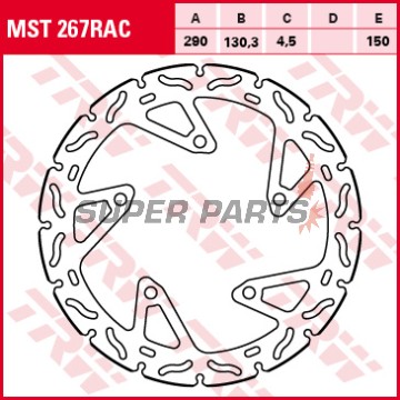 Δίσκος φρένου -TRW- MST267RAC, 290mm, Kawasaki Ninja 250/300 ABS + Z250SL/Z300 ABS (2013-2017)