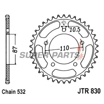 Πίσω γρανάζι -JT- JTR830,46, 46 δόντια, ατσάλινο, Suzuki GSX-R 1100 1986-1988
