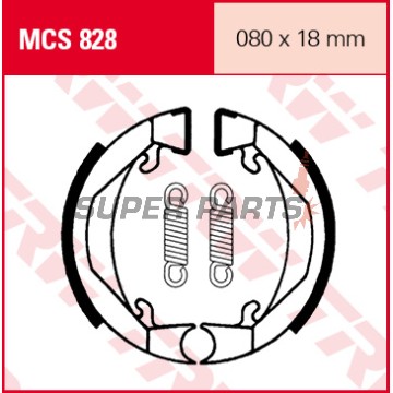 Σιαγόνες φρένων -TRW- MCS828, 80x18mm, Honda PF, PX; KTM Adventure, SX, Mini Adventure, Junior, Senior; Peugeot 103, 104, 105, ASV; Puch GTL, Maxi, Monza