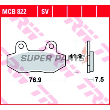 Τακάκια φρένων -TRW- MCB822, Honda CH125 Spacy, Hyosung Comet/GT/GV Aquila/RX/XRX/Karion, Kymco Pulsar 125 (1998-2010)