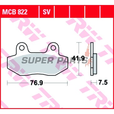 Τακάκια φρένων -TRW- MCB822SV, Honda CH125 Spacy, Hyosung Comet/GT/GV Aquila/RX/XRX/Karion, Kymco Pulsar 125 (1998-2010)