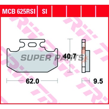 Τακάκια φρένων -TRW- MCB625RSI, Cannondale MX400/440, Kawasaki KDX/KLX/KX, Suzuki DR/DR-Z/RM/RMX, Yamaha DT/TT/TT-R/WR/XT/YZ (1989-2018)