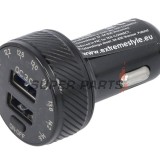 Αντάπτορας USB για αναπτήρα -4 RIDE- 12V, 2xUSB 3.0 + βολτόμετρο - universal