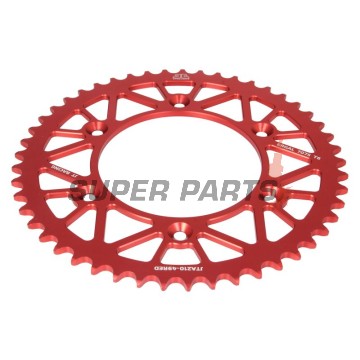 Πίσω γρανάζι -JT- JTA210,49RED, 49 δόντια, κόκκινο, αλουμινίου, Betamotor RR 125 2018-2021, RR 250 2013-2021, RR 400 2013-2016, RR 450 2013-2014, Honda CR 125 1979-2007, CR 250 1984-2008, CR 500 1984-2001, CRF 150 2003-2018, CRF 230 2003-2017