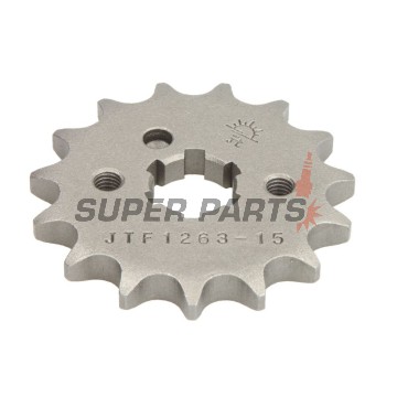 Μπροστινό γρανάζι -JT- JTF1263,15, 15 δόντια, Honda CT 110 1989-2004, Junak 121 124 2015, Suzuki TF 100/185 1981, TF 125 1979-2011, Yamaha AG 200 1984-2006, RT 180 1990-1998, SR 125 1995-2003, TZR 125 1987-1993, XT 125 2005-2007
