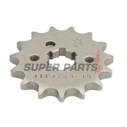 Μπροστινό γρανάζι -JT- JTF1263,15, 15 δόντια, Honda CT 110 1989-2004, Junak 121 124 2015, Suzuki TF 100/185 1981, TF 125 1979-2011, Yamaha AG 200 1984-2006, RT 180 1990-1998, SR 125 1995-2003, TZR 125 1987-1993, XT 125 2005-2007