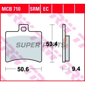 Τακάκια φρένων -TRW- MCB710, Aprilia Atlantic 125-500, Leonardo 250-300, RS 125, SR 50, Scarabeo 50-500, Sportcity 125-300, Benelli Velvet 125-250, Beta Eikon 50-150, Malaguti F18 125, Madison 125-500, Password 250, Phantom Max 125-200, Spider Max 500, MB