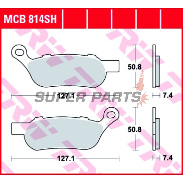 Τακάκια φρένων -TRW- MCB814SH, Harley Davidson FLSTF Fat Boy, FLSTN Softail Deluxe, FXCW Softail Rocker, FXCWC Softail Rocker C, FXDC Dyna Super Glide Custom, FXDF Fat Bob, FXDL Dyna Low Rider, FXDWG Dyna Wide Glide, FXST Softail Standard, FXSTC Softail C