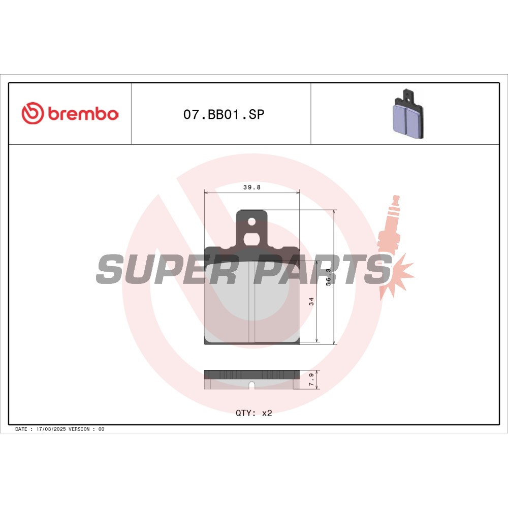 Τακάκια φρένων -BREMBO- 07BB01SP, Aprilia RS/Tuareg, Ducati Monster/SS, Cagiva Mito, Benelli Tornado, Gilera, KTM, Bimota 50-1100cc (1976-2013)