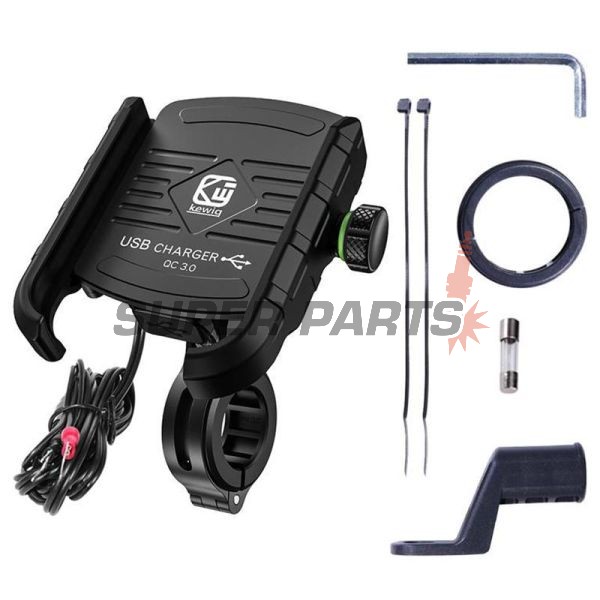 Βάση τηλεφώνου -4 RIDE- 62-90mm τηλέφωνο, με USB 3.0 φορτιστής, αντικραδασμικό, στήριξη για τιμόνι/καθρέφτης - universal