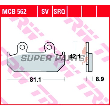 Τακάκια φρένων -TRW- MCB562, Honda CB/CBR/CBX, NSR, VFR, VT Integra, XRV Africa Twin - 250-750cc, 1986-1996