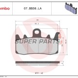 Τακάκια φρένων -BREMBO- 07BB38LA, Aprilia ETV/Tuono, BMW GS/R, Ducati Monster/Multistrada, Triumph Tiger 310-1300cc (1991-2022)