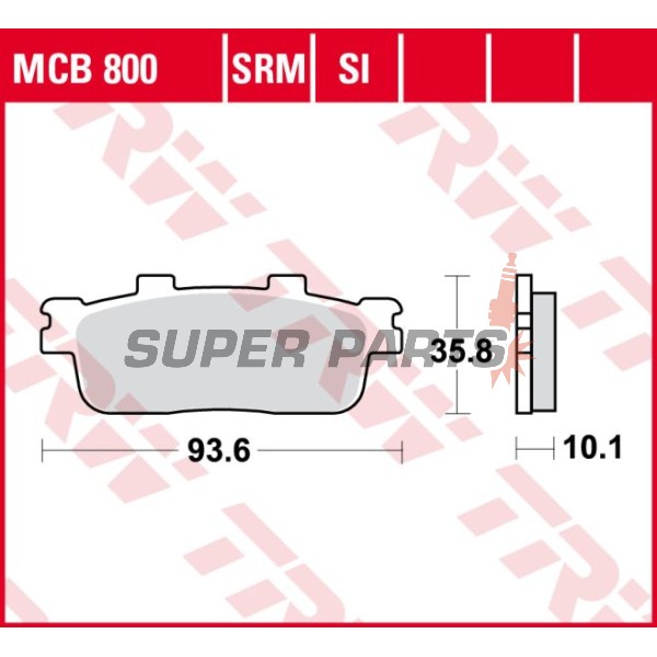 Τακάκια φρένων -TRW- MCB800SRM, sintered, Daelim ET/QL/S3/S300/VL (2005-2022); E-Ton VXL (2006); Peugeot LXR 125 (2010-2014); SYM HD/HD2/Joymax/Joyride/Citycom (2001-2022); TGB X-Motion 125-300 (2008-2022)