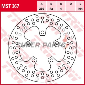 Δίσκος φρένου -TRW- MST367, 230mm, Kawasaki ZX-7R Ninja 750P (1996-2002), ZX-7RR Ninja 750N (1996-1999), ZX-9R Ninja 900B (1994-1997), ZXR750 H/J/K/L/M Stinger (1989-1995)