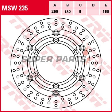 Δίσκος φρένου -TRW- MSW235, 298mm, Yamaha XJ600 Diversion/Seca II, XV535 Virago, XV1600 Road Star/Wild Star, XVS650/1100 Drag Star Classic, XVS1300 Midnight Star, XVZ1300 Royal Star Venture (1991-2016)