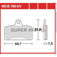 Τακάκια φρένων -TRW- MCB780SV, Aprilia RS4 50, Derbi GPR 125 Nuda, Rieju Tango 125/125 Pro