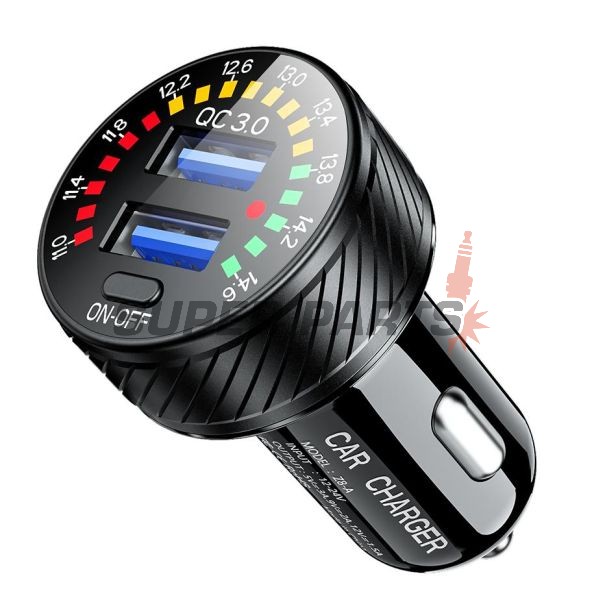 Αντάπτορας USB για αναπτήρα -4 RIDE- 12V, 2xUSB 3.0 + βολτόμετρο - universal