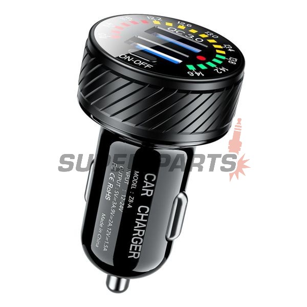 Αντάπτορας USB για αναπτήρα -4 RIDE- 12V, 2xUSB 3.0 + βολτόμετρο - universal