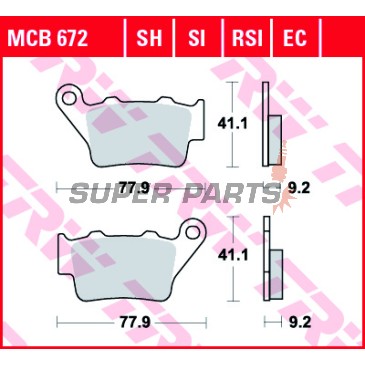 Τακάκια φρένων -TRW- MCB672SI, Alfer VR 250, Aprilia Pegaso 650, Husaberg FE/FS 450-650, Husqvarna CR/TE/WR 125-610, KTM EXC/LC4/Duke 250-690, Yamaha TT 600, WR 125 (1993-2022)