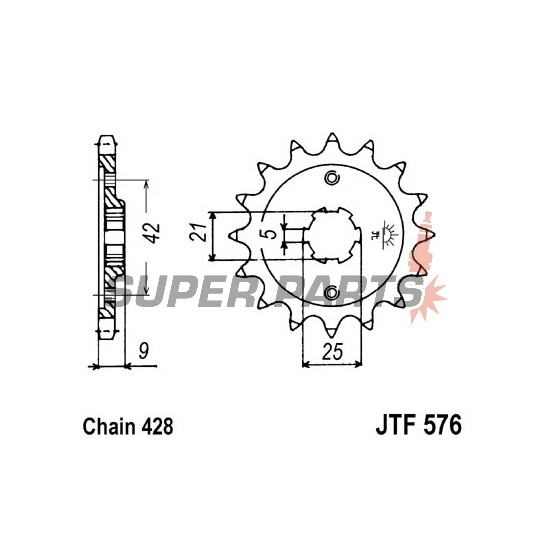 Μπροστινό γρανάζι -JT- JTF576,18, 18 δόντια, Yamaha XT 350 1985-2000