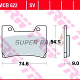 Τακάκια φρένων -TRW- MCB622SV, Yamaha FZR Genesis 600/1000, TDM 850, VMX-12 VMAX 1200 _1989-2002)