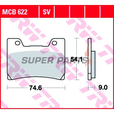 Τακάκια φρένων -TRW- MCB622SV, Yamaha FZR Genesis 600/1000, TDM 850, VMX-12 VMAX 1200 _1989-2002)