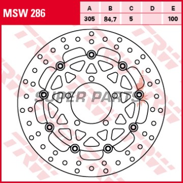 Δίσκος φρένου -TRW- MSW286, 305mm, Triumph Tiger 800/XC/XCX/XCA/XR/XRX/XRT (2011-2020), Tiger 1200 Explorer/Explorer XC/XR ABS (2012-2020)