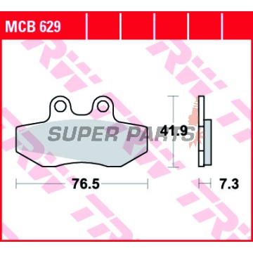 Τακάκια φρένων -TRW- MCB629, Aprilia Classic/Pegaso/RX/Red Rose/Tuareg 125 Beta RR50 Bultaco Lobito 50/75 Derbi GPR50 Gilera Runner 125/180 Husqvarna WXE125 Peugeot XR6 50 Rieju MRX/RR/RS-1/SMX Sachs Roadster 125V2 Simson 125SM