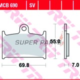 Τακάκια φρένων -TRW- MCB690, Suzuki GSF 1200/1200S Bandit (1995-2000), GSX-R 600 (2000), RF 900R (1994-1997)