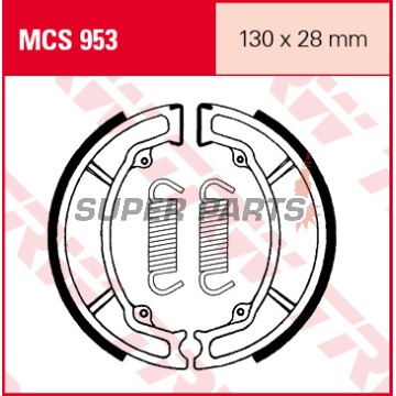 Σιαγόνες φρένων -TRW- MCS953, 130x28mm, Aprilia Scarabeo 100 (2000), MBK Ovetto/Nitro 100 (2000-2003), Peugeot Tweet 125/150 (2010), Sachs Roadster 125 (2000-2003), Yamaha BW’s/Ovetto/Aerox 100 (1999-2003), DT 80 (1981-1997), RD 125 (1982-1984), SR/XV