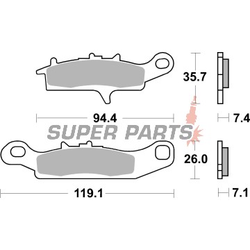 Τακάκια φρένων -BREMBO- 07KA25SD, Kawasaki KFX 450R, 700 (2004-2014), KVF 650 Brute Force, 700 Prairie (2002-2011), Suzuki LT-V 700 Twin Peaks (2004-2006)