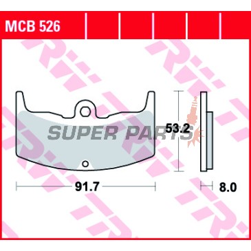 Τακάκια φρένων -TRW- MCB526, Honda CBX550F Supersport (1982-1984), MVX250F (1988), VT250F/500E (1982-1985), VTR250 Interceptor (1988)