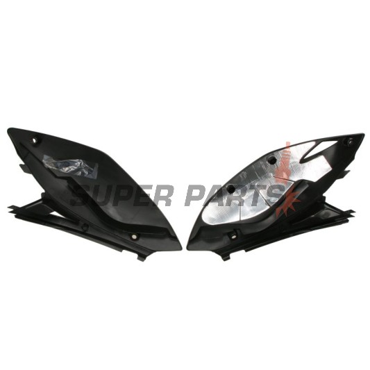Πίσω πλαϊνά πλαστικά -POLISPORT- μαύρα, KAWASAKI KX 250 2009-2012