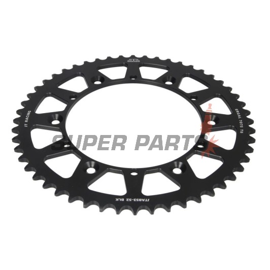 Πίσω γρανάζι -JT- JTA853,52BLK, 52 δόντια, μαύρο, αλουμινίου, Kreideler 170 170 2004-2006, Yamaha DT 200 1989-1995, IT 175 1980-1983, IT 200 1984-1986, IT 250 1981-1984, SR 500 1991-1999, TT 250 1989-2004, TT 350 1986-1992, TT 600 1983-1992, 1996-2003