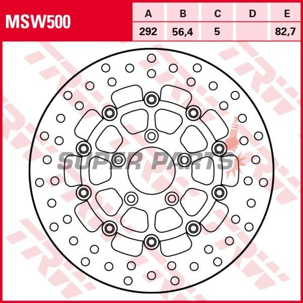 Δίσκος φρένου -TRW- MSW500, 292mm, Harley-Davidson Road King, Electra Glide, Softail, Dyna, Night Train, Road Glide, Sportster 883/1200 (1999-2020)