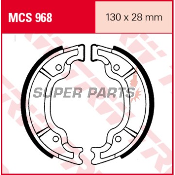 Σιαγόνες φρένων -TRW- MCS968, 130x28mm, Aprilia Scarabeo 100, Italjet Millenium 100/125/150, MBK Skyliner/Nitro/Ovetto 100/125/150, Yamaha DT 80, Virago 125/250, Drag Star 125/250, YBR 125/250, YZ 125 (1985-2012)