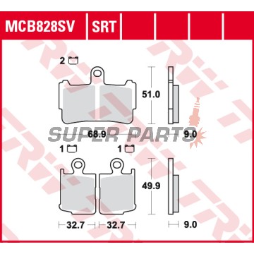 Τακάκια φρένων -TRW- MCB828SV, Honda VFR1200F ABS/DCT V4 (2010-2013)