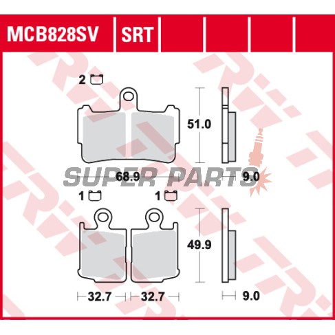 Τακάκια φρένων -TRW- MCB828SV, Honda VFR1200F ABS/DCT V4 (2010-2013)