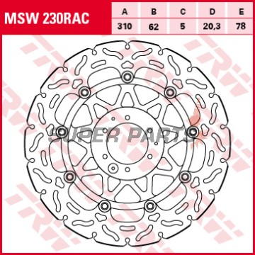 Δίσκος φρένου -TRW- MSW230RAC, 310mm, Honda CRF 1000L Africa Twin (2015-2021)