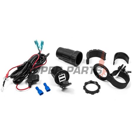 Αντάπτορας USB -4 RIDE- 12V, 2xUSB (3.1A), 2 pin, με βάση για τιμόνι 22mm - universal