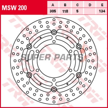 Δίσκος φρένου -TRW- MSW200, 305mm, BMW K 100RS 16V/K1100RS-LT (1990-1998)/K1 1000 (1989-1993)/R850R-RT (1995-2000)/R1100R-RS-RT (1992-2001)