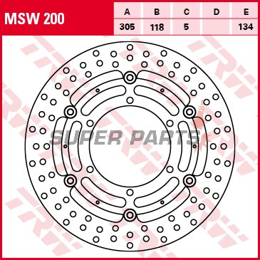Δίσκος φρένου -TRW- MSW200, 305mm, BMW K 100RS 16V/K1100RS-LT (1990-1998)/K1 1000 (1989-1993)/R850R-RT (1995-2000)/R1100R-RS-RT (1992-2001)